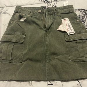 Army Green Denim Skirt